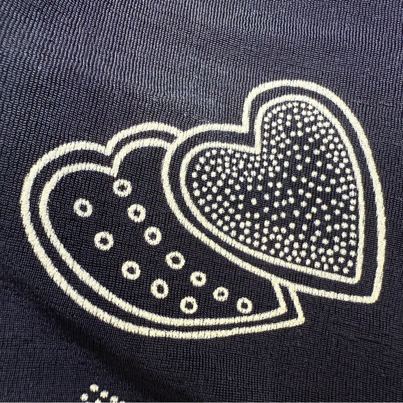 es•se Black Tunic Top Heart Pattern Button Front Small Knit VTG 90s Esse - Picture 8 of 14